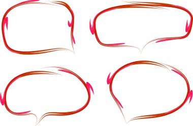 kırmızı renkli dekoratif ana hatlı konuşma baloncukları