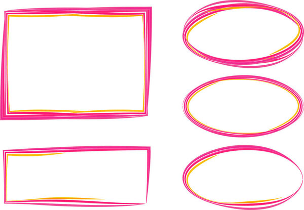 pink yellow lines design colorful doodle frames set