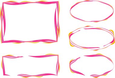 pembe renkli soyut dekoratif dalgalı çizgiler karalama çerçeveleri