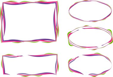 renkli soyut dekoratif dalgalı çizgiler karalama çerçeveleri ayarlandı