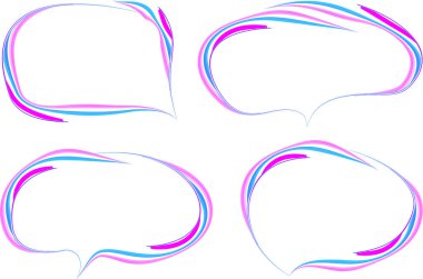 mavi mor renkli soyut karalama konuşma baloncukları ayarlandı