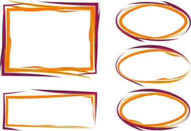 turuncu morumsu soyut karalama çizimi renkli çerçeveler ayarlandı