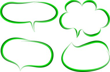 yeşil soyut renkli ana hat diyalog bulutları ayarlandı