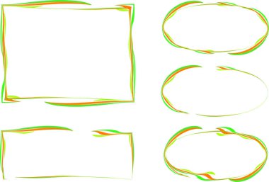 yeşil turuncu çizgiler soyut desenli renkli çerçeveler