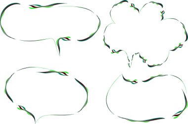 koyu yeşil dalgalı çizgiler renkli soyut el çizimi konuşma baloncukları