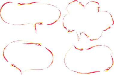 kırmızı sarı dalgalı çizgiler renkli soyut el çizimi konuşma baloncukları