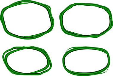 koyu yeşil soyut çizgili karalama çemberleri koleksiyonu