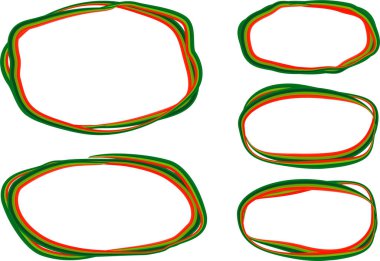 yeşil kırmızı çizgili soyut çizgili karalama daireleri vektörü belirler