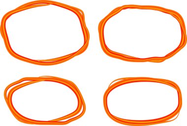 turuncu renkli soyut çizilmiş karalama çemberleri koleksiyonu