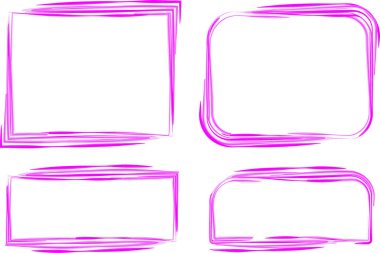 mor renkli soyut çizgiler karalama çerçeveleri ayarlandı