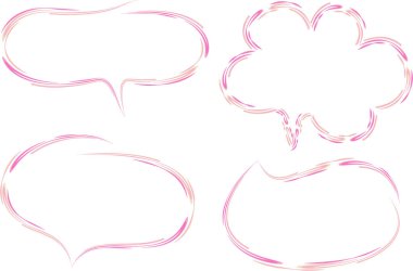 Açık pembe dekoratif çizgili diyalog bulutları