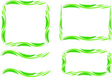 açık yeşil renkli dekoratif soyut elementler süslü çerçeve