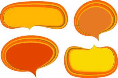 turuncu sarı renkli renkli konuşma baloncukları seti