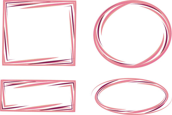 pink decorative ornate outline frames shapes set