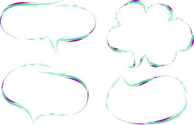 yeşil mor çizgili soyut vuruş konuşma baloncukları ayarlandı