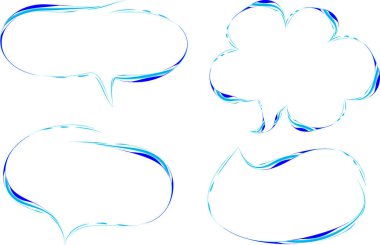 Açık mavi çizgili soyut vuruş konuşma baloncukları ayarlandı