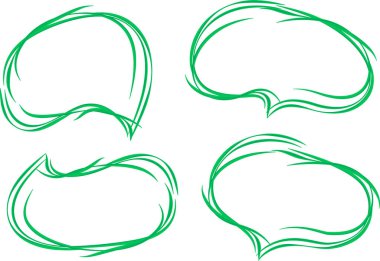 Yeşil çizgiler dekoratif karalama konuşma baloncukları ayarlandı