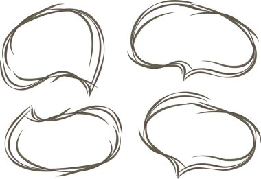 Gri kahverengi çizgiler dekoratif karalama konuşma baloncukları seti