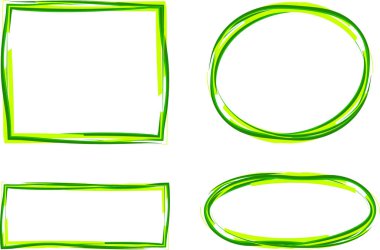 yeşil renkli soyut çizgiler tasarım karalama kenarlıkları ayarlandı