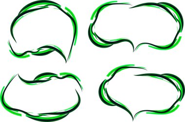 Yeşil soyut çizgiler yaratıcı konuşma baloncuklarını karalıyor