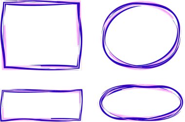 mavi pembe soyut çizgiler tasarım karalama kenarlıkları ayarlandı