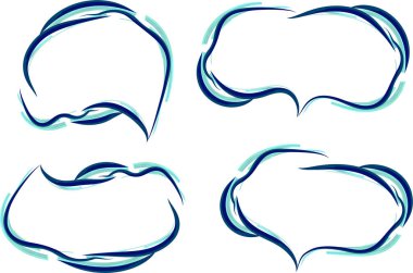 Mavi dalgalı soyut çizgiler yaratıcı konuşma baloncuklarını karalıyor