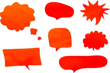 kırmızı turuncu renkli değişik konuşma baloncukları koleksiyonu