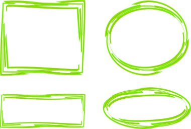 açık yeşil soyut geometrik karalama biçimi çerçeveleri ayarlandı