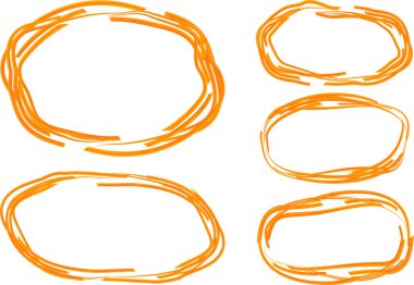 turuncu renkli geometrik soyut çizgiler karalama çemberi seti