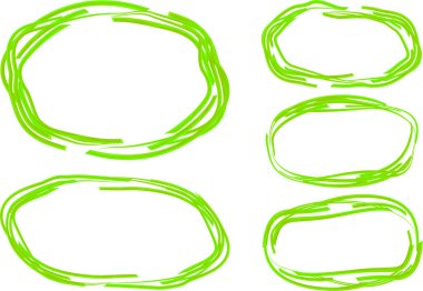 açık yeşil renkli geometrik soyut çizgiler karalama çemberi seti