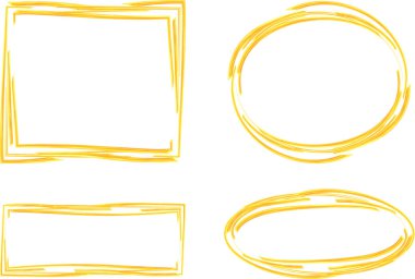 parlak sarı soyut geometrik karalama biçimi çerçeveleri ayarlandı