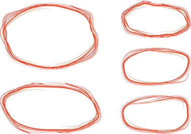 kırmızı renkli karalama ana hatları çember koleksiyonunu karala