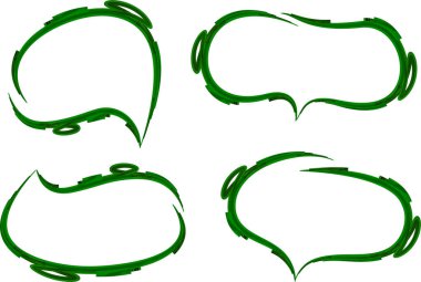 koyu yeşil boyalı soyut biçim konuşma baloncukları seti