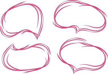 pembe çizgiler dekoratif karalama konuşma baloncukları seti