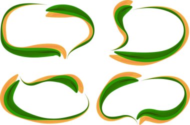 yeşil turuncu renkli dekoratif fırça darbesi konuşma kabarcıkları