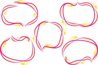 pembe renkli soyut sanat dalgalı konuşma baloncukları seti