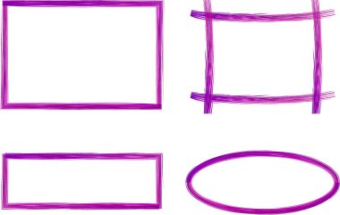 mor renkli çizgi çizim desen çerçeveleri ayarlandı