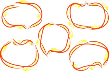 kırmızı sarı renkli soyut sanat dalgalı konuşma baloncukları ayarlandı