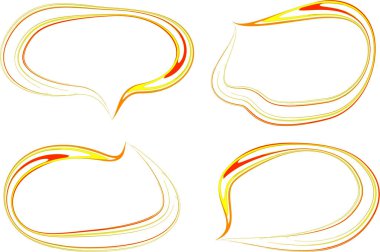 turuncu sarı soyut renkli şablon ana hatlı konuşma baloncukları ayarlandı