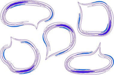 mavi renkli soyut sanat karalamaları karalama konuşma baloncukları seti