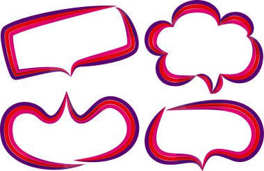 kırmızı pembe mor renkli komik stil kalın ouline sanat konuşma baloncukları