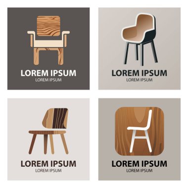 İçişleri ve Mobilya Markası için Modern Tahta Sandalye Logosu Koleksiyonu