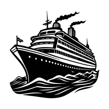 El Çekimi Hareketli Gemi Ayrıntılı Silüet Çizimi