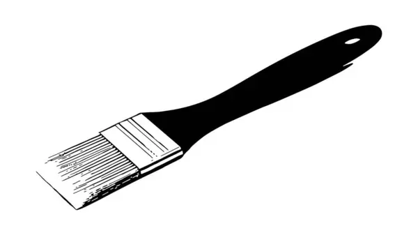 Uzun saplı ve beyaz arkaplanda kıllı siyah bir boya fırçası silueti.