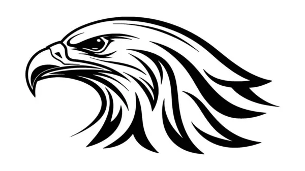 Sitilleşmiş siyah kartal kafa profili keskin çizgiler ve akan tüyler silueti