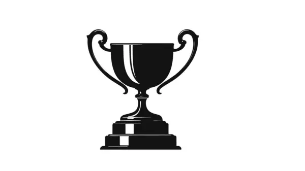 Süslü kulplu klasik kupa ve beyaz arka planda siyah bir siluet olarak sunulan katmanlı taban.