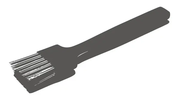 Geniş başlı, koyu gri bir boya fırçası ve dinamik siluet tarzında kıllar.