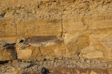 Kireçtaşı katmanının soyut şekilleri, desenleri ve dokuları var. Toprağın yüzeyi kireçtaşından. Grafik tasarımı veya bilimsel araştırma için