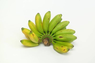 Beyaz zemin üzerinde yarım olgunlaşmış muz sarısı yeşili izole edilmiş. Grafik tasarımı için, 3D renkler ve afiş arkaplanı.