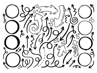 vektör el çizimi karalama okları.